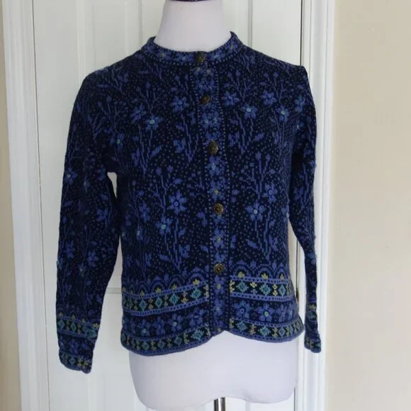 NOMADIC TRADERS Knitted Floral Embroidered Purple Sweater – Wmns Large - Picture 7 of 9